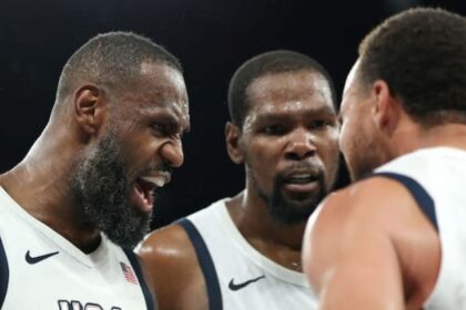 LeBron KD and Steph Team USA pic